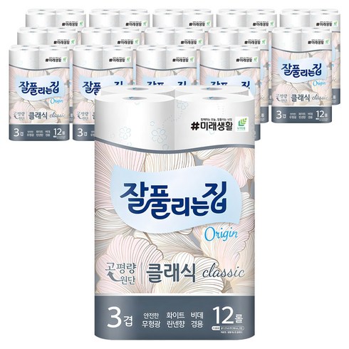 잘풀리는집 3겹 클래식 화장지, 27m, 12개입, 15개