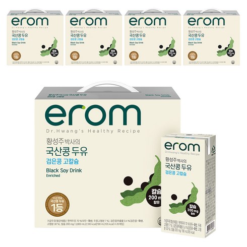 이롬 황성주 국산콩 검은콩 고칼슘 두유, 190ml, 100개