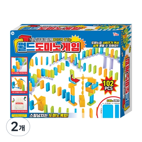 씽크 월드 도미노 게임 102p, 혼합색상, 2개