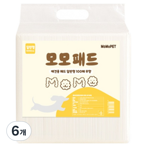 모모펫 강아지 일반형 배변패드 무향, 6개, 100개입