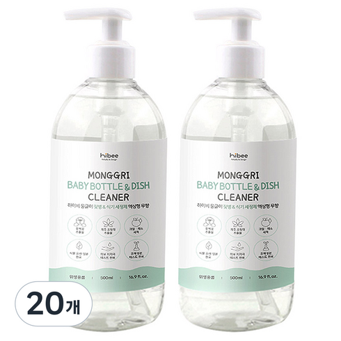 하이비 젖병 식기세정제 액상 용기 무향, 20개, 500ml