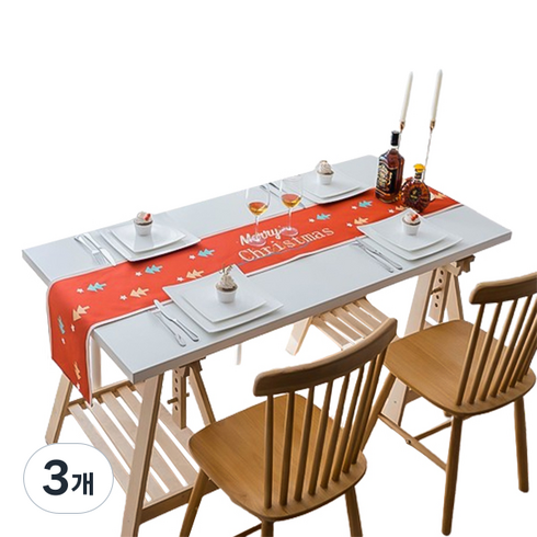 블럭마트 크리스마트 테이블 러너 플래그, 레드, 30 x 180 cm, 3개