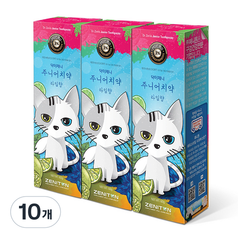제니튼 닥터제니 주니어치약 라임향 불소함유, 60g, 3개입, 10개