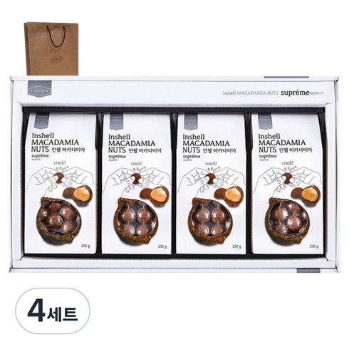 리치팜너트 수푸림 인쉘마카다미아 선물세트 1kg + 쇼핑백, 4세트