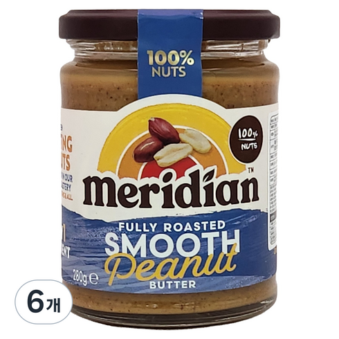 메리디안 땅콩버터 스무드, 280g, 6개