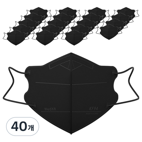 메디케이알 와이드 새부리형 황사방역마스크 아동용 KF94 소형, 25개입, 40개, 버니블랙