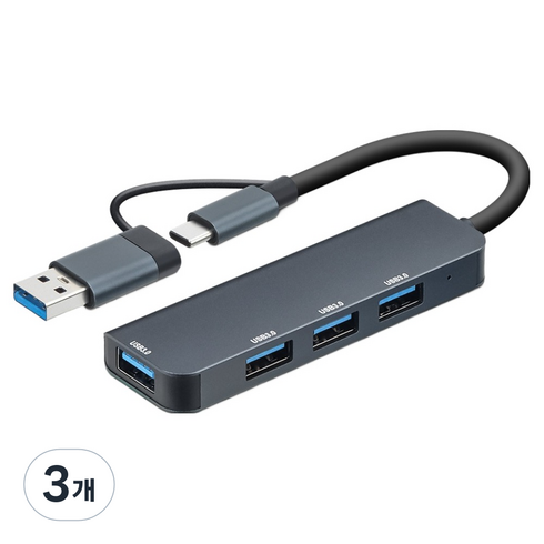 세븐앤씨 4포트 USB A-C타입 to USB 3.0 멀티허브 NCH-701, 혼합색상, 3개