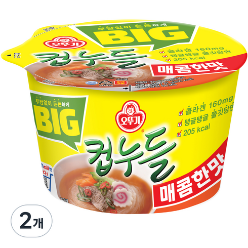 오뚜기 빅컵누들 매콤한맛 61g, 2개