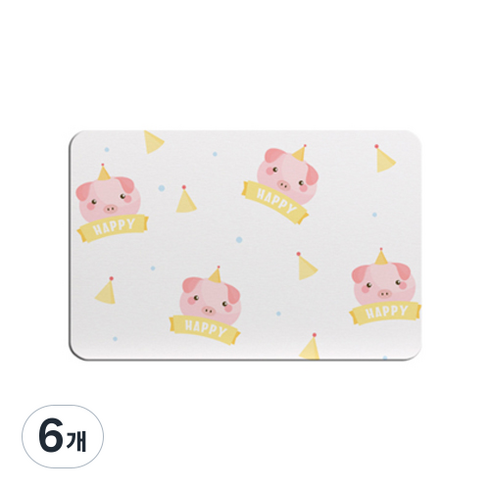 JCP 발그레 피그 규조토 발매트, 해피, 6개