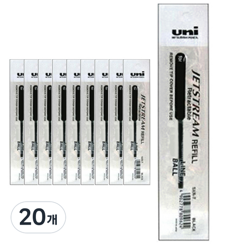 제트스트림 SXN-150 전용 SXR-38 리필심 0.38mm, 블랙, 20개