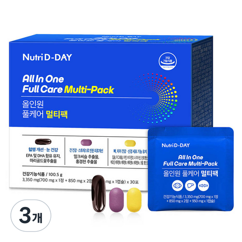 뉴트리디데이 올인원 풀케어 멀티팩 멀티비타민, 30회분, 3개