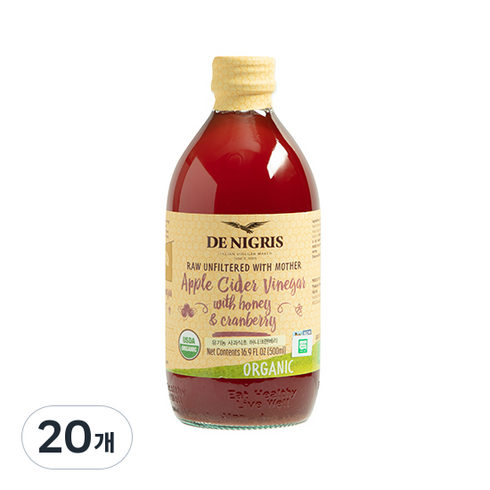 데니그리스 사과식초 허니크랜베리, 500ml, 20개