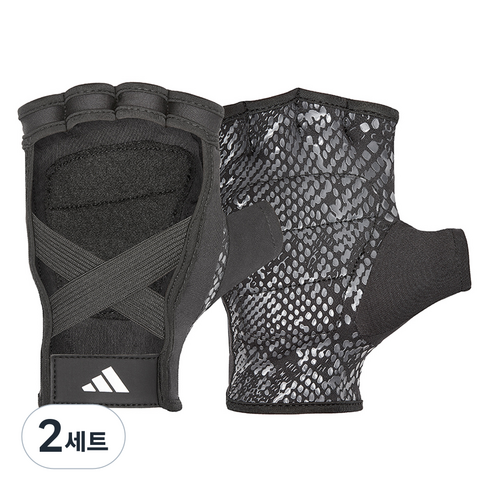 아디다스 여성용 트레이닝 헬스 장갑 양손 착용 세트, 블랙, 2세트