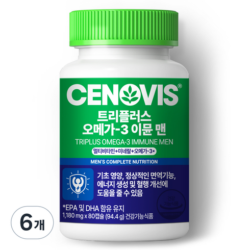 세노비스 뉴 트리플러스 오메가3 이뮨 맨 멀티비타민, 80정, 6개