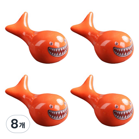 귀여운 샤크 수저 받침 홀더, 오렌지 레드, 8개