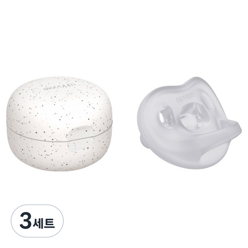 모윰 올 실리콘 마카롱 노리개젖꼭지 + 전용 케이스, 2단계(3~6개월), 퓨어내츄럴, 3세트