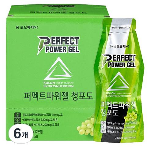 코오롱제약 퍼펙트 파워젤 청포도 12p, 6개, 480g
