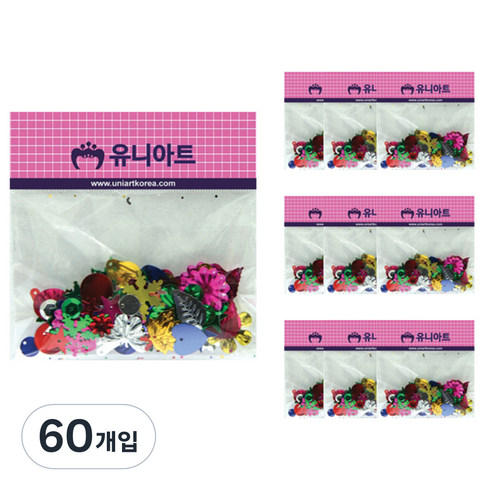 유니아트 1000 스팡클 비즈, 혼합 색상, 60개입