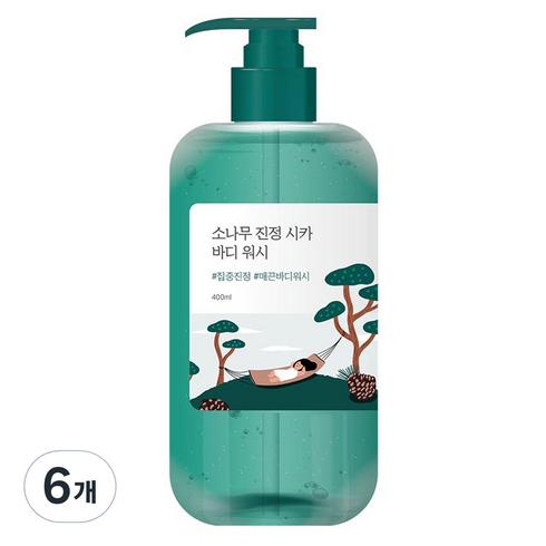 라운드랩 소나무 진정 시카 바디 워시, 400ml, 6개