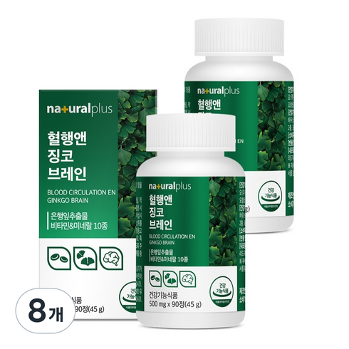 내츄럴플러스 혈행엔 징코 브레인 45g, 90정, 8개
