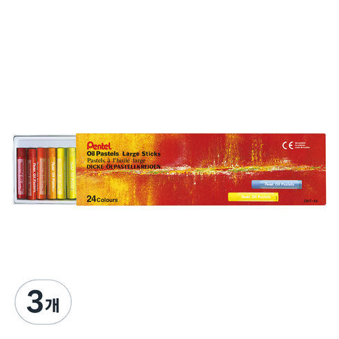 펜텔 오일 파스텔 종이케이스 GHT-24, 24색, 3개