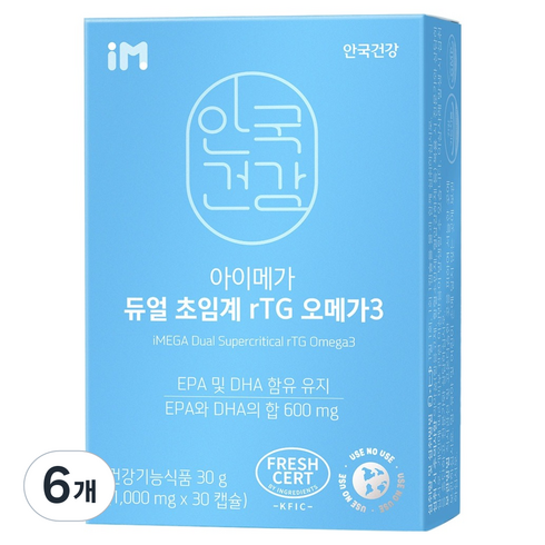 안국건강 아이메가 듀얼 초임계 알티지 오메가3 30g, 30정, 6개