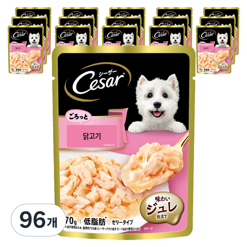시저 1세 이상 강아지 주식파우치, 닭, 70g, 96개