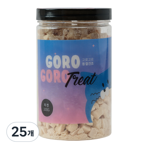 gorogoro 반려동물 트릿 동결건조간식 일반형, 100g, 25개, 치킨