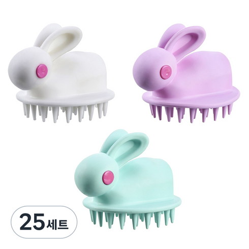 조이멀티 실리콘 아동 샴푸 브러쉬 3종 세트, 민트 + 핑크 + 화이트, 25세트