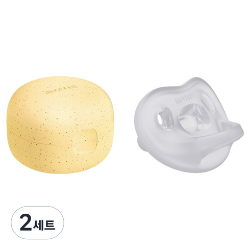 모윰 유아용 올 실리콘 마카롱 쪽쪽이 + 전용케이스 세트, 1단계(1~3개월), 퓨어내츄럴, 2세트