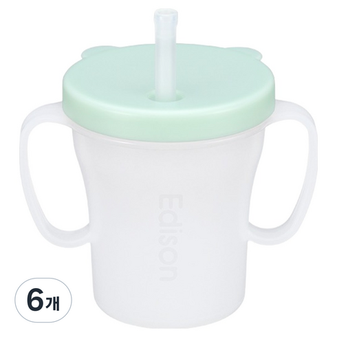 에디슨 베이비 흘림방지 빨대컵, 200ml, 6개, 민트