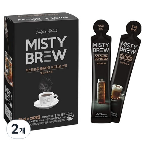 미스티브루 콜롬비아 수프리모 스틱 더치커피, 25ml, 20개입, 2개