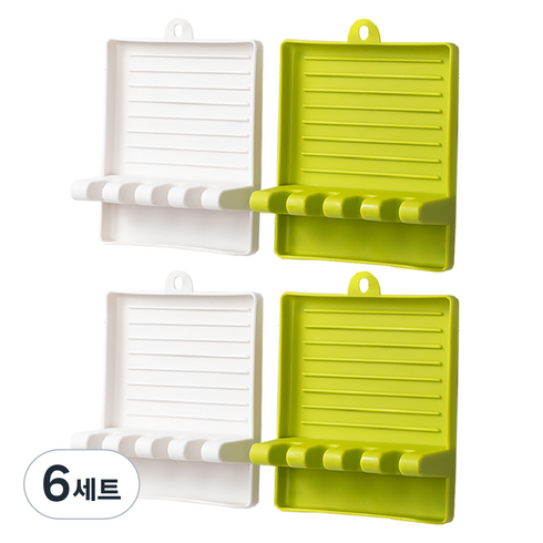 일상나눔 주방 조리도구 거치대 2종 x 2p 세트, 그린, 화이트, 6세트