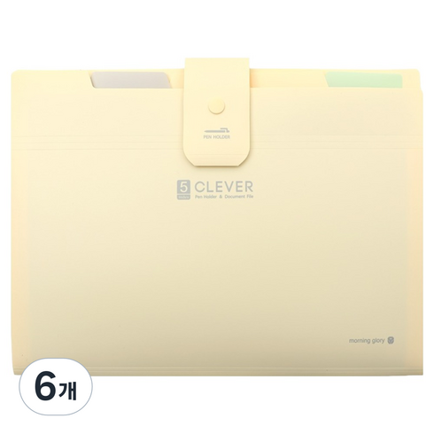 모닝글로리 클레버 5분류 간편 도큐멘트 파일, 6개, 아이보리