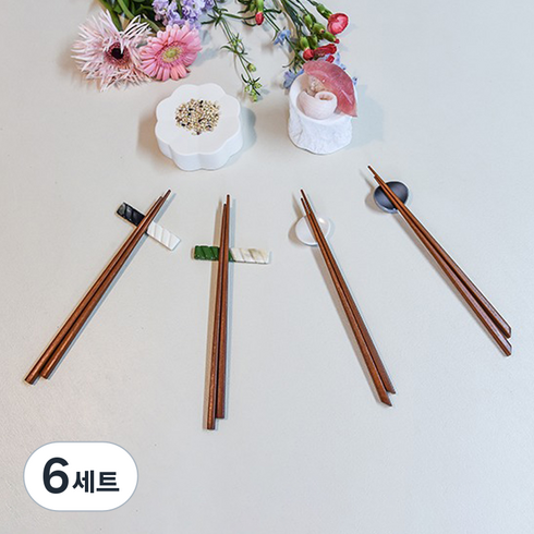 허밍쉐프 옻칠 젓가락 2벌 + 스시 젓가락 2벌 세트, 브라운, 6세트, 옻칠 젓가락 2p + 스시 젓가락 2p