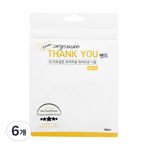 5세대 하이드로 땡큐 남여공용 니플밴드 38mm 40p, 6개