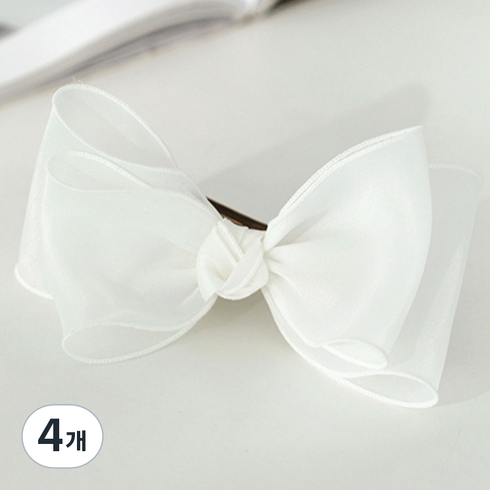 데코뷰 쉬폰 리본 커튼집게 9 x 15 cm, 화이트, 4개
