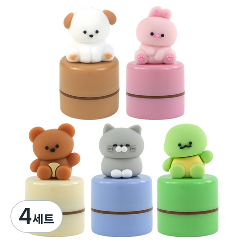 핑크풋 미니 피규어 스탬프 5종 세트, 검정색, 4세트