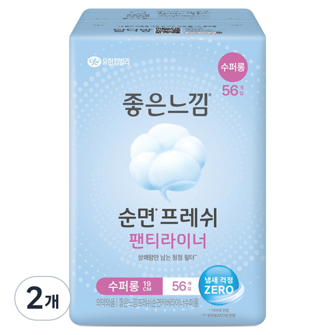 좋은느낌 순면 프레쉬 라이너, 2개, 56개입, 슈퍼롱
