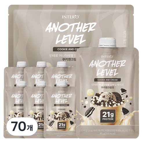 인테로 어나더레벨 단백질 쉐이크 쿠키앤크림맛, 45g, 70개