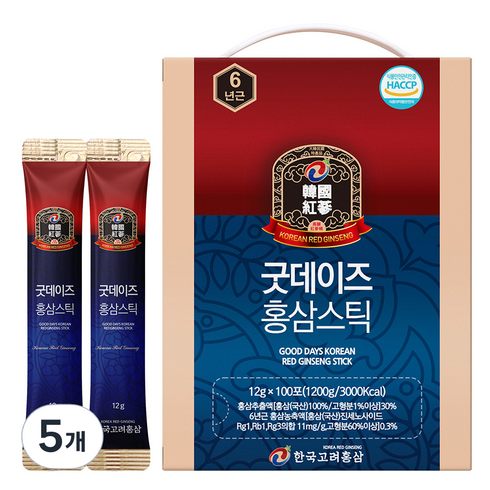 한국고려홍삼 굿데이즈 홍삼스틱, 1.2kg, 5개
