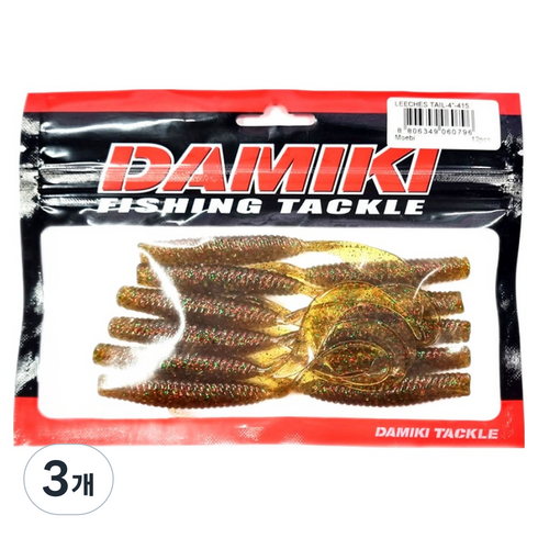 다미끼 리치테일 4인치 광어 다운샷 우럭 배스 웜 12p, 415 모에비, 3개, 3g