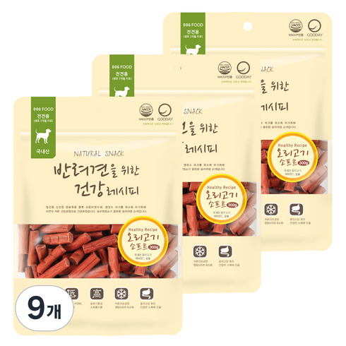 굿데이 반려견을 위한 건강레시피 져키, 오리고기소프트, 300g, 9개