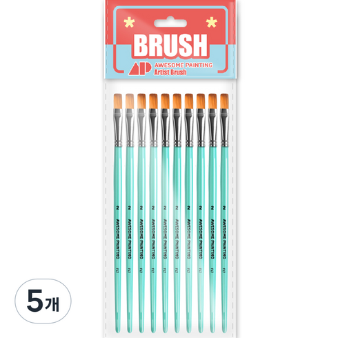 어썸페인팅 다용도 디자인 납작붓 FLT 10p, 2호, 5개