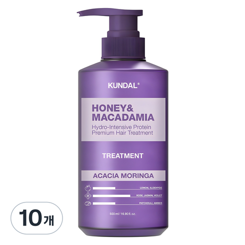 쿤달 허니 앤 마카다미아 헤어 트리트먼트 아카시아모링가향, 500ml, 10개