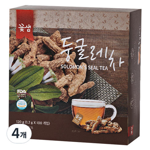 꽃샘 둥굴레차, 1.2g, 100개입, 4개