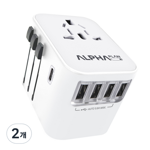 알파플랜 28W 해외 여행용 멀티어댑터 화이트 JY-305B, 2개