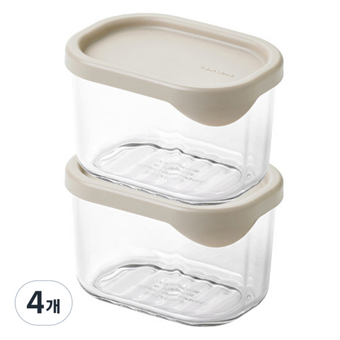 글라스락 모듈러 재료보관 유리용기 300ml, 1개입, 4개