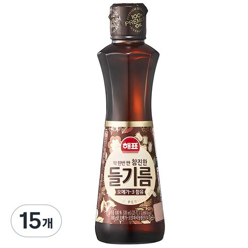 해표 참진한 들기름, 320ml, 15개