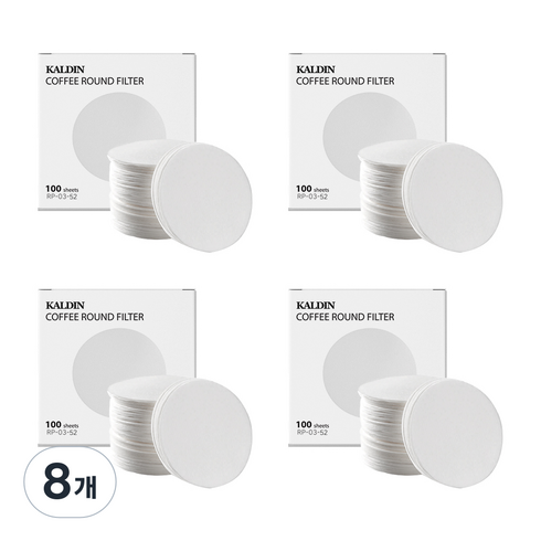 칼딘 모카포트 포터필터 여과지 더치커피기구 올 라운드 필터 화이트 82mm, 100개입, 8개